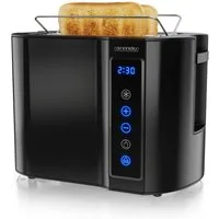 Arendo Toaster 2-Scheiben, Wärmeisoliertes Doppelwandgehäuse, Display Restzeitanzeige, 2 kurze Schlitze, für 2 Scheiben, 800 W, Kurzschlitz, Brötchenaufsatz, 7 Bräunungsgrade, Touchpanel