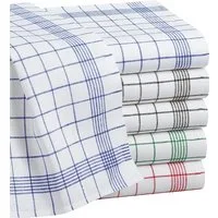 Zestri Geschirrtuch Halbleinen 10er Set Geschirrhandtücher 50x70 cm Anthrazit Blau Rot, (50-tlg., 10 Stück), Modernes Design I saugstark mit Lasche zum Aufhängen
