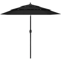 vidaXL Sonnenschirm Sonnenschirm mit Aluminium-Mast 3-lagig Schwarz 2,5 m