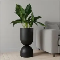 Present Time Blumenständer Blumenständer Pflanzständer Metall schwarz braun grau 55 cm (1 St), Rillenoptik