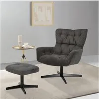 Home affaire Drehsessel VERGAS Ohrensessel mit Hocker im Set, Relaxsessel mit 360-Grad-Drehfunktion u. Hocker, Web-Stoff