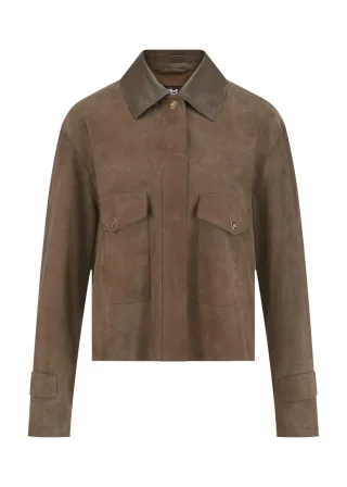 RIANI - Lederhemd pecan - Gr. - 34