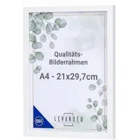 Levandeo® Bilderrahmen, Bilderrahmen A4 Weiß 21x29,7 Made in EU Fotorahmen Poster Urkunde