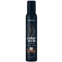 Indola Haarfestiger INDOLA Color Style Mouse Farb-Schaumfestiger Mittelbraun 200 ml, Packung, das Mousse bietet Glanz, Pflege und flexible Farbveränderung