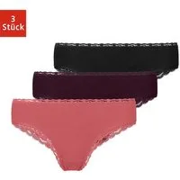 SNOCKS Brasilslip Damen Slip Unterhose (3-St) aus Bio-Baumwolle mit Spitze, bequem und elegant