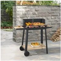 casa.pro Holzkohlegrill, »Ari« Grillwagen 78x86x30cm Schwarz/Bambus