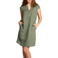 Caspar Sommerkleid Caspar SKL036 Damen Sommer Leinenkleid mit ausgefallenem Ausschnitt Luftig leicht, figurumspielende Form, mit seitlichem Jersey-Einsatz