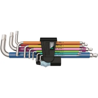 Wera 3950/9 Hex-Plus Multicolour Stainless 1 Winkelschlüsselsatz, metrisch, Edelstahl, 9-teilig - 05022669001