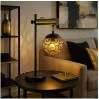GLOBO LIGHTING Tischleuchte, Leuchtmittel nicht inklusive, Tischlampe Nachttischlampe höhenverstellbar schwarz gold H 55 cm