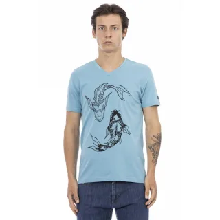 V-Ausschnitt Koi Fisch T-Shirt im Casual Style