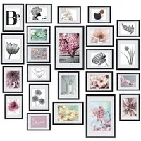bomoe Bilderrahmen 24er Bilderrahmen Set Weiß Wanddekoration, 10x 10x15 cm, 8X 13x18 cm, 4X 15x20 cm, 2X 20x30 cm