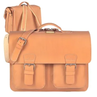 Aktentasche Leder 42x31cm 3 Fächer und Rückengurte "Classic Satchel" natur 2258-10 Ruitertassen