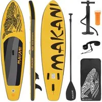 ECD Germany SUP-Board Stand Up Paddle Board aus PVC Paddelboard Paddling Board, Stand-Up Paddle-Board, SUP Board 320x80x15 cm 120 kg Traglast rutschfest gelb inkl Zubehör