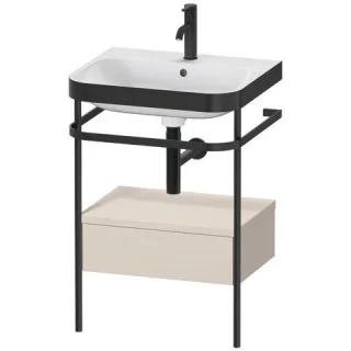 Duravit Happy D.2 Plus c-bonded Set mit Metallkonsole und Schubkasten Taupe Supermatt 575x490x850 mm HP4740O8383