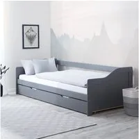 Homestyle4u Ausziehbett 90x200 Holz Gästebett mit Ausziehfunktion 2 Liegeflächen Doppelbett (Set mit 2x Lattenrost), 2x 90x200, 2 Personen/Kinder, Stauraumbett