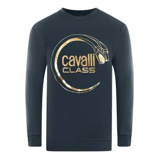 Cavalli Class Piercing-Schlangenlogo Sweatshirt in Marineblau
