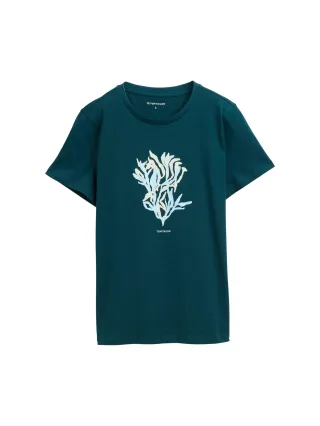 Tom Tailor - T-Shirt mit Print dark teal green - Gr. - S