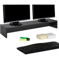 CARO-Möbel Monitorständer ZOOM, (Bildschrimerhöhung 100cm für 2 Monitore, Schreibtischaufsatz schwarz)
