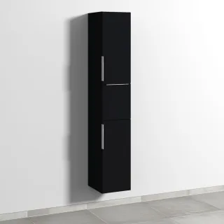 Sanipa 3way Hochschrank mit 2 Türen und 1 Auszug, Schwarz-Matt UF10108