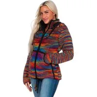 KUNST UND MAGIE Kapuzenstrickjacke Strickjacke Wolle Bunte Regenbogenjacke Fleecefutter abnehmbare Kapuze
