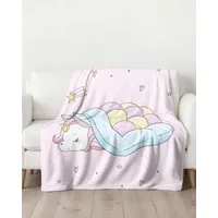 Wohndecke Einhorn Fleece-Decke 150x200 cm, Geschenk, kuschelige Unicorn Decke, MTOnlinehandel, Sofadecke, Überwurf für Einhorn Fans, passend zur Bettwäsche