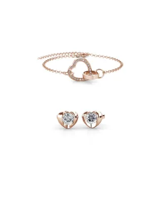Simply Love Verschlossenes Herz Set - Rose Gold und Kristall