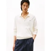 Tommy Hilfiger Polokragenpullover PIMA ORG CTN CASHMERE LS Flag-Stickerei auf Brust