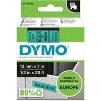 D1 ORIGINAL Schriftband, schwarz auf grün, 12mm x 7m schwarz, S0720590