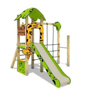 Professionelles Klettergerüst PRO MAGIC Zulu+ für öffentliche Spielplätze - Robuster Spielturm mit Rutsche & Motorikwand 9x9 cm - Wickey