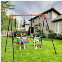 GarveeMore Doppelschaukel Schaukelgestell Outdoor 200 kg Schaukelgestell Metall Kinderschaukel, (2-tlg), (Schaukelgerüst, 1-tlg., Gartenschaukel), für Garten, Balkon