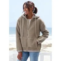 Elbsand Fleecejacke Übergangsjacke aus Teddy-Fleece mit verstellbarer Kapuze