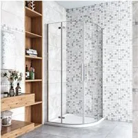 duschspa Runddusche Duschkabine Viertelkreis Runddusche Duschtür Falttür Glastür Nano Glas, BxT: 80x80 cm, Einscheibensicherhheitsglas, Sicherhheitsglas, Set, ebenerdiger Einbau möglich