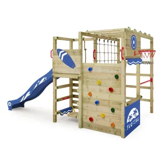 Klettergerüst Smart Tactic mit Rutsche Kletterturm Kletterwand Hangelbrücke Turnreck Spielturm für Garten Kinder Abenteuerspielplatz - Wickey