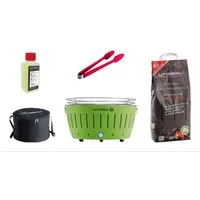 LotusGrill Holzkohlegrill LotusGrill XL Starter-Set XL Grill Limettengrün mit USB-Anschluß 5tlg