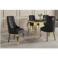 riess-ambiente Esszimmerstuhl MODERN BAROCK DELUXE schwarz / gold - Samt, Edelstahl, mit Löwenkopf (Einzelartikel, 1 St), Polsterstuhl mit Knopfheftung-ideal für glamouröse Küchen & Wohnzimmer