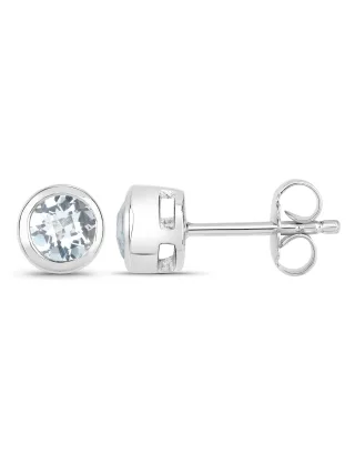 Vira Jewels Ohrstecker 925-Sterling Silber rhodiniert glänzend Aquamarine hellblau rund