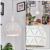 hofstein Hängeleuchte Hängelampe aus Metall in Weiß, ohne Leuchtmittel, Pendelleucht im modernen Design, 1 x E14