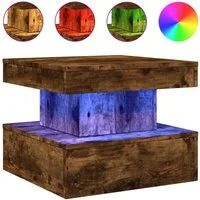 vidaXL Couchtisch NA Couchtisch mit LED Leuchten Räuchereiche 50x50x40 cm