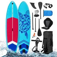 BRAST SUP-Board TURTLE Aufblasbares Stand up Paddle Set - 320x81x15cm, 5 Jahre Garantie inkl. Sonderzubehör, (2in1 Paddel Kajak-Sitz Action-Cam-Halterung), Fußschlaufe Paddel Pumpe Rucksack