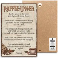 ARTFAVES Holzbild Schild mit Spruch - Kaffee-Unser - Kaffee Deko, witzige Sprüche