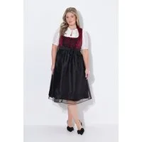Ulla Popken Dirndl Dirndl Schnürung Spitze Carré-Ausschnitt ärmellos