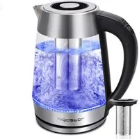 Aigostar Wasserkocher Aigostar Glas Wasserkocher mit Temperatureinstellung 1,7L, 60°-100°C, 1 l, Glas Wasserkocher mit Temperatureinstellung 1,7L, 60°-100°C
