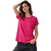 SUBLEVEL T-Shirt Damen Shirt Turn-Up Ärmel Weiches Basic Shirt Rundhals Kurzarm Baunwolle Modal Mix, super soft, unifarben, markenlogo