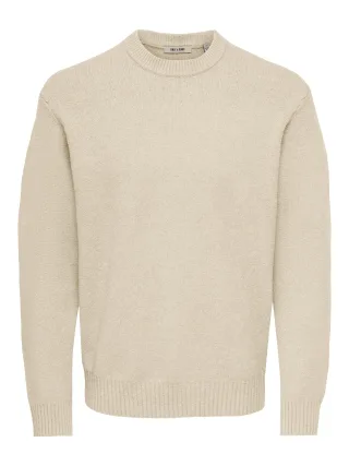 ONLY&SONS - ONSJAMES RLX CREW KNIT NOOS Oatmeal - Gr. - L