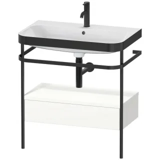 Duravit Happy D.2 Plus c-bonded Set mit Metallkonsole und Schubkasten Weiß Seidenmatt 775x490x850 mm HP4742O3636