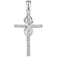 Goldene Hufeisen Kreuzanhänger Kreuz Unendlichkeit Anhänger 925 Sterling Silber mit Zirkonia Kristall (1 Stück, inkl. Etui), Rhodiniert, Pavefassung