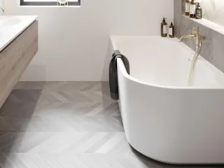 Riho wandstehende Badewanne Desire Corner 184x84, R, seidenmatt weiß, B087010105 B087010105