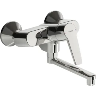 Hansa Hansapolo Spültisch-Wand-Einhebelmischer 51612193 S-Anschlüsse, schwenkbar, Ausladung 234 mm, chrom