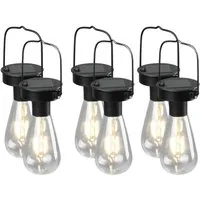 Reality Leuchten LED Solarleuchte, Dämmerungssensor, LED fest integriert, 6erSet Solar-lichter Hängeleuchte Outdoor hängend Garten & Balkon Ø7cm
