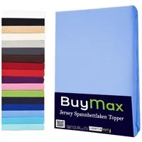 Buymax Spannbettlaken Topper, Spannbetttuch für Topper bis 12 cm Höhe, 100% Baumwolle Jersey, Jersey, Gummizug: Rundumgummi, (1 Stück), Pflegeleicht und Atmungsaktiv, in Verschiedenen Farben und Größen